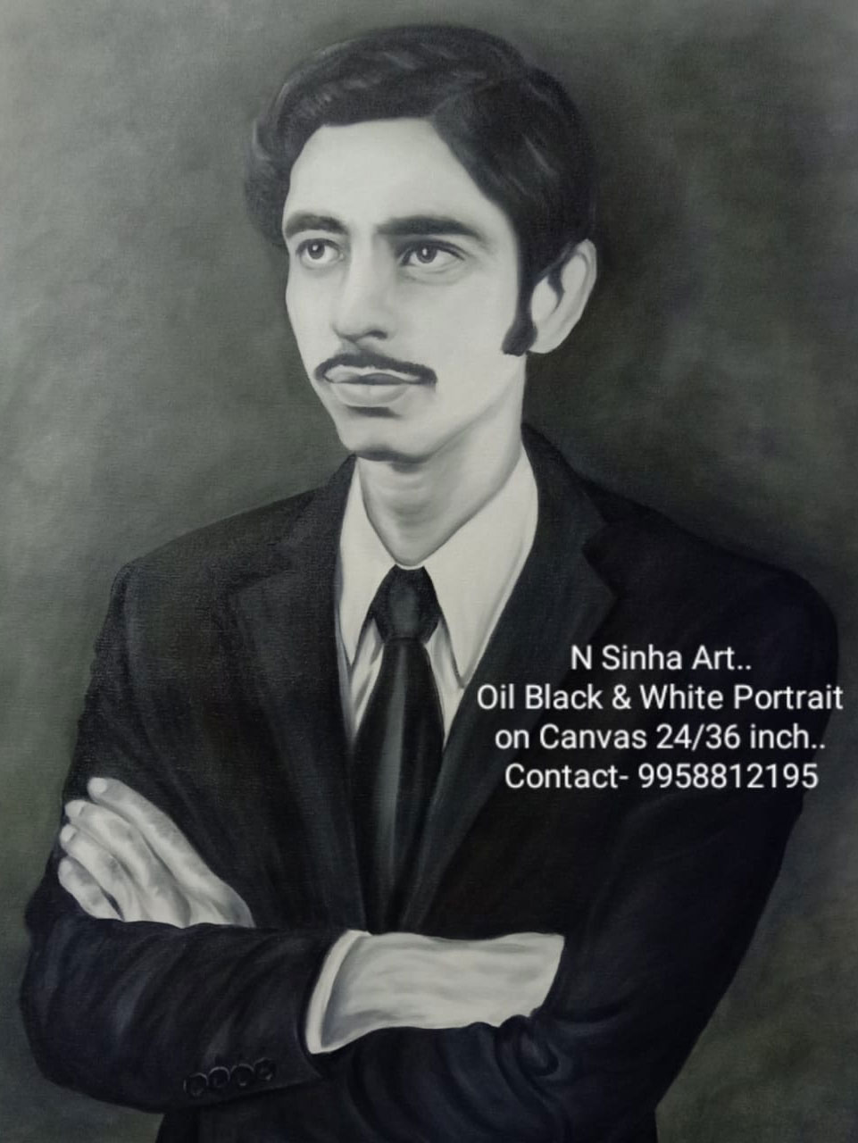 Black White Oil Painting Portrait